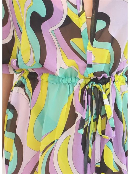 Long swimsuit cover-up in pure silk Capri Chic | KAFTANOLUNGOLACCIOVERDE